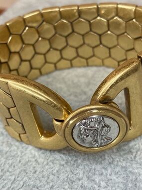 Gold-Tone Medallion Bracelet with Two-Tone Coin Accent